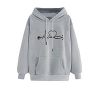 riou Sudadera con Capucha para Mujer Manga Larga Moda Pullover Calle Deporte Blusa con Estampados Hoodie con Bolsillo Chaqueta Tops Tallas Grandes