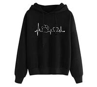 riou Sudadera con Capucha para Mujer Otoño Invierno Casual Deportes Moda Manga Larga Impresa Superior Suave Cálido Pullover con Bolsillo Sólida y Cómoda Blusa Abrigo