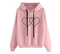 riou Sudaderas Mujer con Capucha Baratas Anchas Chica Impresión Top Suéter Mujer Tallas Grandes Camiseta con Bolsillo Deportivos Pullover Moda Originales Otoño e Invierno