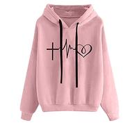 riou Sudaderas Mujer con Capucha Baratas Anchas Chica Impresión Top Suéter Mujer Tallas Grandes Camiseta con Bolsillo Deportivos Pullover Moda Originales Otoño e Invierno