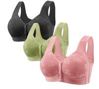 riou Sujetadores Mujer sin Aros Push Up Botones Delantero Bralette Básicos Comodos Sujetador Mujeres Suaves Elástico Cuello En V Transpirable Sostenes Básicos de Dormir Diario 3
