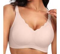riou Sujetadores Mujer sin Aros sin Costuras Cuello V Push Up Bralette Básicos Sexy Bandolera Ajustable Comodos con Soporte Sostenes Cobertura Completa Tipo Camiseta Mujer Sujetadores