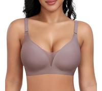 riou Sujetadores Mujer sin Aros sin Costuras Cuello V Push Up Bralette Básicos Sexy Bandolera Ajustable Comodos con Soporte Sostenes Cobertura Completa Tipo Camiseta Mujer Sujetadores