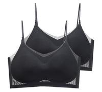riou Sujetadores Mujer Sin Aros Tallas Grandes con Cuello En V Sin Costuras Bralette Básicos Lencería Sujetador Encaje Suaves Elástico Sostenes Básicos De Dormir Elegante Original