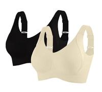 riou Sujetadores sin Costuras Cuello V Push Up Anticaída con Relleno Básico Bandolera Ajustable Comodos Sujetador Deportivo Mujer Suaves Elástico en Transpirable Sujetador sin Aros Sujetadores