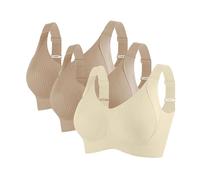 riou Sujetadores sin Costuras Cuello V Push Up Anticaída con Relleno Básico Bandolera Ajustable Comodos Sujetador Deportivo Mujer Suaves Elástico en Transpirable Sujetador sin Aros Sujetadores