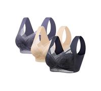 riou Sujetadores sin Costuras Cuello V Push Up Mujer Sexy Bandolera Ajustable Bralette Básicos Comodos Suave Sostenes Cobertura Completa Tipo Camiseta Sujetador sin Aros Diario 3PC