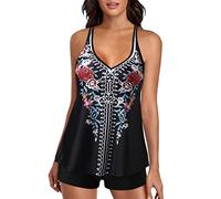 riou Tankinis Mujer 2025 Reductores Tallas Grandes Funky Vintage Impresión Cuello en V Acolchado Sujetador BañAdores Adolescente Bañadores Biquini Sport Ropa de Baño S-XXXXXL