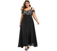 Riou Vestido Largo Elegante De Fiesta Para Mujer - Manga Corta, Sin Hombro, Tallas Grandes L-XXXXXL - Verano 2021