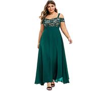 Riou Vestido Largo Elegante De Fiesta Para Mujer - Manga Corta, Sin Hombro, Tallas Grandes L-XXXXXL - Verano 2021