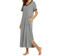 riou Vestidos de Camiseta Casual de Verano para Mujer Manga Corta con Bolsillos Ropa de Dormir Suave y Transpirable Camisones Suave Camisones