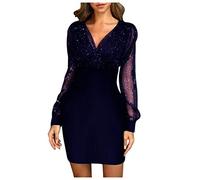 riou Vestidos de Fiesta para Mujer 2024 Elegante Sexy Lentejuelas Bodycon Negro Retro Elegante Vestido de Fiesta Club Mini Vestido Falda Casual Todos los días