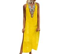 riou Vestidos Largos Verano Mujer 2024 Bohemio Cuello en V Manga Corta Maxi Vestidos Ropa de Mujer Verano Vestido Informal Suave y Transpirable Vestido Midi de Playa Original