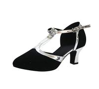 riou Zapatos de Baile/Zapatos Latinos de Satén Mujeres Vintage Zapatillas Hebilla Calzado de Danza Moda Chicas Cómodo y Antideslizante Zapatos Vestir de Fiesta Regalo Original