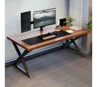 RiouPsithuric Escritorio grande para computadora, mesa de escritura con marco de metal resistente, estación de trabajo de estudio de 120 x 60 cm, muebles modernos de oficina en casa para un trabajo y