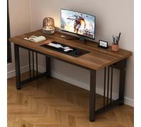 RiouPsithuric Escritorio moderno de nogal para computadora para oficina en casa, mesa de estudio de escritura simple, escritorio de juegos y trabajo, muebles de madera elegantes para dormitorio y sala