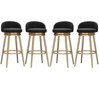 RiouPsithuric Juego de 4 elegantes taburetes de bar de terciopelo giratorios de 360° con respaldo y patas doradas, asiento de altura elegante para comedor, salón o decoración del hogar