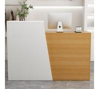 RiouPsithuric Moderno escritorio de recepción con cajón y armario de almacenamiento, mesa de mostrador para salón y salida, pequeña recepción para sala de recepción, acabado natural (100 cm)