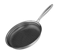 RIOVARM 20 cm Acero Inoxidable Sartenes para freír Inducción Antiadherente Sartén Wok con mango de acero inoxidable Apta para lavavajillas Apta para Horno Universal Sartén para todo tipo de cocinas
