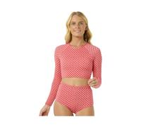 RIP CURL 2025 Mujer Shell Cove Manga Larga Crop Lycra Chaleco 0NHWSW - Red