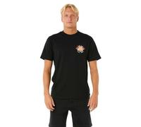 Rip Curl Camiseta de cuello redondo con logotipo de ajuste relajado para hombre, Camiseta negra aturdida, Medium