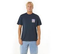 Rip Curl Camiseta de cuello redondo con logotipo de ajuste relajado para hombre, Dark Navy Raw Energy Trad Tee, Large