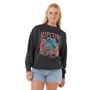 RIP CURL Sunset Relaxed Pullover Crew Fleece Sweatshirt Suéter pulóver, Negro Lavado 253 Summer Classic, M para Mujer