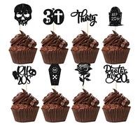 RIP - Paquete de 24 adornos para cupcakes de los años 20, decoración de cumpleaños de la muerte a mis 20, decoración de fiesta para hombres y mujeres, decoración de fiesta de 30 cumpleaños