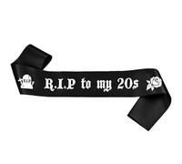 Rip to My 20s Fajas Decoración de 30º Cumpleaños, Negro Blanco 30 Cumpleaños Decoración Rip Twenties Sash, Divertida Banda de Satén de Cumpleaños para Mujeres Hombres Fiesta de Cumpleaños Decoración
