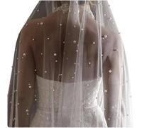 RIPASATEN Velo de Novia Largo de Catedral con Perlas, Elegante Velo de una Capa para Bodas Formales, Accesorios para el Cabello de Novia, Pieza Impresionante para el día de la Boda