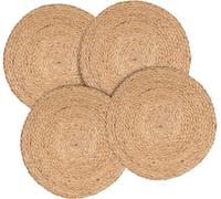 Ripaz Vogue - Juego de manteles individuales redondos de yute hechos a mano de 4, 6 y 8 piezas, color beige natural (25 x 25 cm (juego de 6 piezas)