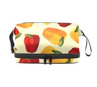 Ripen Bell Peppers - Neceser de doble capa para mujeres y niñas, neceser de viaje, bolsa organizadora de maquillaje con compartimento para brochas, multicolor, 27x15x14 cm/10.6x5.9x5.5 in, Neceser