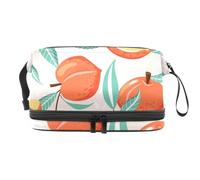 Ripen Peach - Bolsa de cosméticos de doble capa para mujeres y niñas, neceser de viaje, bolsa organizadora de maquillaje con compartimento para brochas, multicolor, 27x15x14 cm/10.6x5.9x5.5 in,