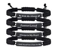 RIPFEVURN Paquete de 3 pulseras de urna de cremación para cenizas para mujeres y hombres, pulseras ajustables de recuerdo conmemorativo, pulsera trenzada de cuerda, M, Acero inoxidable, No es una
