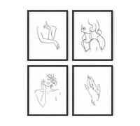 RipGrip Impresiones de arte de línea minimalista Juego de 4 carteles de arte estético | Póster de dibujo | Impresiones en blanco y negro | Sin marco (8 x 10)