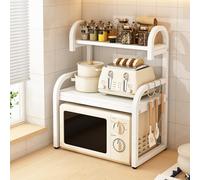 Ripiano multifunzione a 2 livelli per Piano di lavoro, Forno a microonde e frigorifero, mobiletto da cucina Bianco, supporto salvaspazio (dimensioni: 50x40x82 cm)