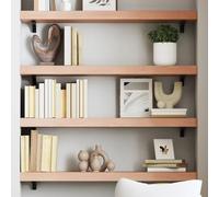 Ripiano Muro Marrone ChiaroDetive - Estantes para sala de estar y dormitorio, roble macizo tratado, 80 x 20 x 6 cm, decoración moderna para el hogar, fácil instalación