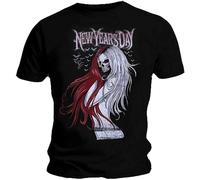 Ripleys Clothing New Years Day Skull Long Hair Bats Goth Summer Casual Unisex 100% Cotton Short-Sleeve T-Shirts Black XXXL