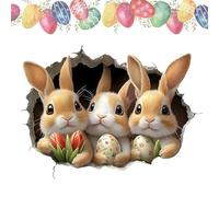 Ripped Bunny Decal - Decorative Cartoon Bathroom Sticker, Standard Size Eye Catching Style with for Holiday Spring Display, Waterproof Vinyl Easter Sticker with for Wall Toilet, Easter Decor Stickers