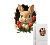 Ripped Easter Bunny, Fun Cute Self Adhesive Decal, 15.35x12.83 Inches Wall Sticker with PVC Material, Holiday Decoration Piece, Indoor Sticker with Vibrant Design, Spring Decor for Home Room