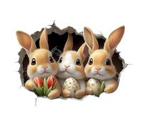 Ripped Easter Bunny, Fun Cute Self Adhesive Decal, 15.35x12.83 Inches Wall Sticker with PVC Material, Holiday Decoration Piece, Indoor Sticker with Vibrant Design, Spring Decor for Home Room