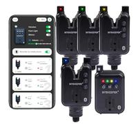 RIPPTON BITEKEEPER PRO - Alarma de mordida inteligente recargable con receptor 3+1 4+1, juego de 3 + 1 4 + 1, conexión por aplicación Bluetooth, alarma sensible LED inalámbrica, indicadores de mordida