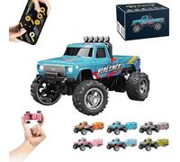 Riprush Mini Monster 1:64 Off-Road LED Alloy Racer, 2025 New 3-Speed Variable Speed Off-Road Vehicle with Trailer, LED Lights, 2.4GHz Racing System, Speed/Steering Adjustable (Blue-A,No Trailer)