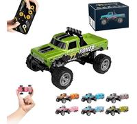 Riprush Mini Monster 1:64 Off-Road LED Alloy Racer, 2025 New 3-Speed Variable Speed Off-Road Vehicle with Trailer, LED Lights, 2.4GHz Racing System, Speed/Steering Adjustable (Green,No Trailer)