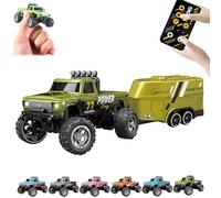 RipRush Mini Monster 1:64 Off-Road LED Alloy Racer, 2025 New 3-Speed Variable Speed Off-Road Vehicle with LED and Remote Control, Unleash Adventure, Build Skills (Green,#B)