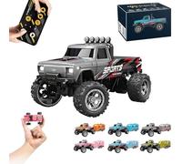 Riprush Mini Monster 1:64 Off-Road LED Alloy Racer, 2025 New 3-Speed Variable Speed Off-Road Vehicle with Trailer, LED Lights, 2.4GHz Racing System, Speed/Steering Adjustable (Gray,No Trailer)