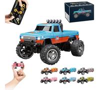 Riprush Mini Monster 1:64 Off-Road LED Alloy Racer, 2025 New 3-Speed Variable Speed Off-Road Vehicle with Trailer, LED Lights, 2.4GHz Racing System, Speed/Steering Adjustable (Blue-B,No Trailer)