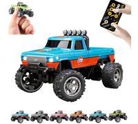 RipRush Mini Monster 1:64 Off-Road LED Alloy Racer, 2025 New 3-Speed Variable Speed Off-Road Vehicle with LED and Remote Control, Unleash Adventure, Build Skills (Blue-1,#A)