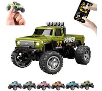 RipRush Mini Monster 1:64 Off-Road LED Alloy Racer, 2025 New 3-Speed Variable Speed Off-Road Vehicle with LED and Remote Control, Unleash Adventure, Build Skills (Green,#A)