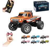 Riprush Mini Monster 1:64 Off-Road LED Alloy Racer, 2025 New 3-Speed Variable Speed Off-Road Vehicle with Trailer, LED Lights, 2.4GHz Racing System, Speed/Steering Adjustable (Orange,No Trailer)
